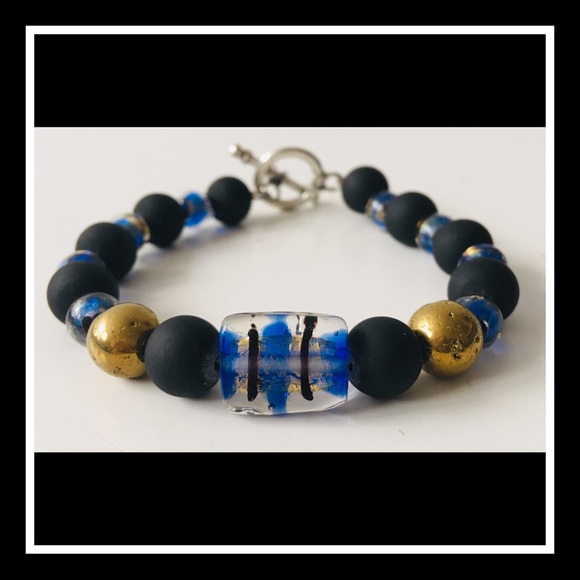 intrendsicaccessories Jewelry - Blue, black, and gold bracelet